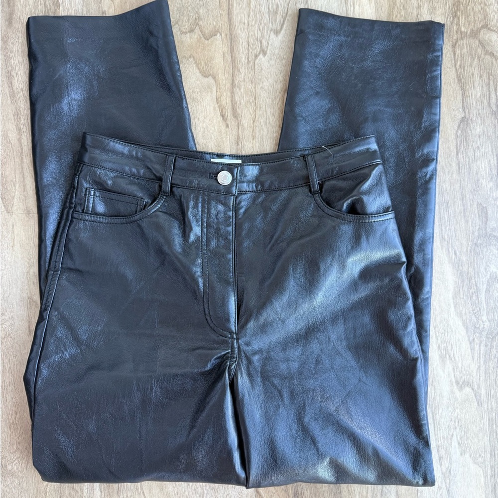 ARITZIA Wilfred High Waisted Vegan Leather Pants in Black